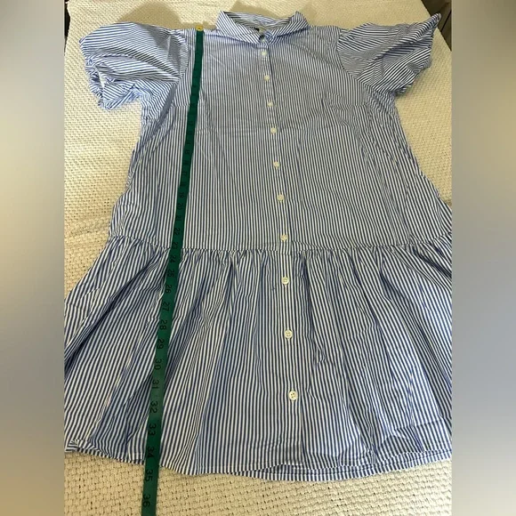 J. Crew Striped Bubble-Sleeve Button-Front Shirt Dress - Size 14 - Picture 14 of 14